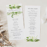Wild Meadow Wedding Ceremony Program<br><div class="desc">Our garden chic wedding program features your ceremony details in elegant lettering, with your names flanked by painted watercolor greenery in lush shades of forest and fern green. Reverse side lists the members of your wedding party with easily editable text fields. Coordinates with our Wild Meadow wedding invitation collection for...</div>