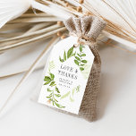 Wild Meadow Wedding Favor Gift Tags<br><div class="desc">Attach these elegant botanical tags to your wedding favors to say thank you to guests in chic style. White tags feature a geometric border of lush greenery in watercolor shades of forest and fern green, framing "love and thanks" and your names and wedding date in gray. All text is editable...</div>