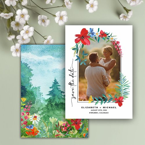 Wild Meadow  Wildflowers Frame  Photo Wedding Save The Date