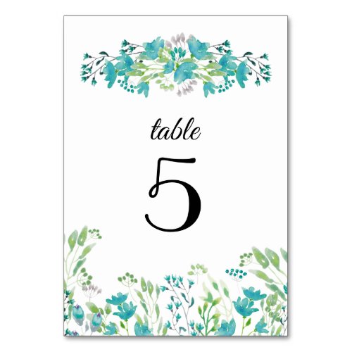 Wild Meadow  Wildflowers Wedding Table Numbers