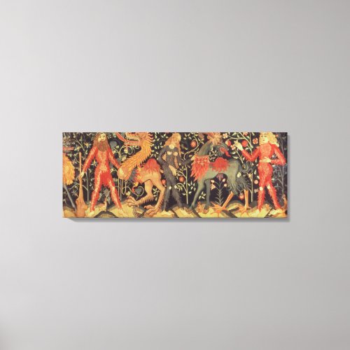 Wild Men and Animals tapestry 15th century Canvas Print