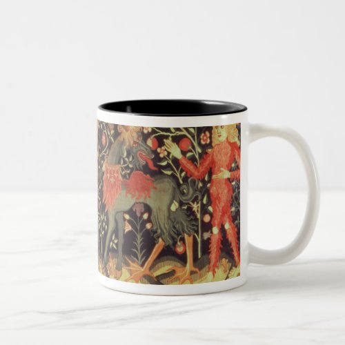 Wild Men and Animals tapestry 15th century Two_Tone Coffee Mug