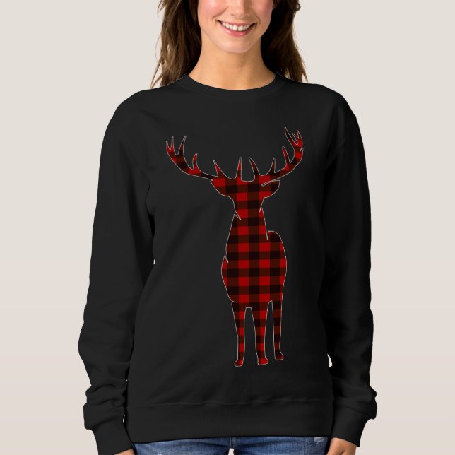 Wild Merry Christmas Christmas Buffalo Plaid Hunte Sweatshirt (Front)