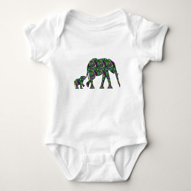Wild Mom & Baby Elephant kids Toddler Baby Bodysuit (Front)
