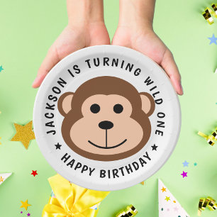 Wild Monkey Jungle Safari Animal Kids Birthday Paper Plates