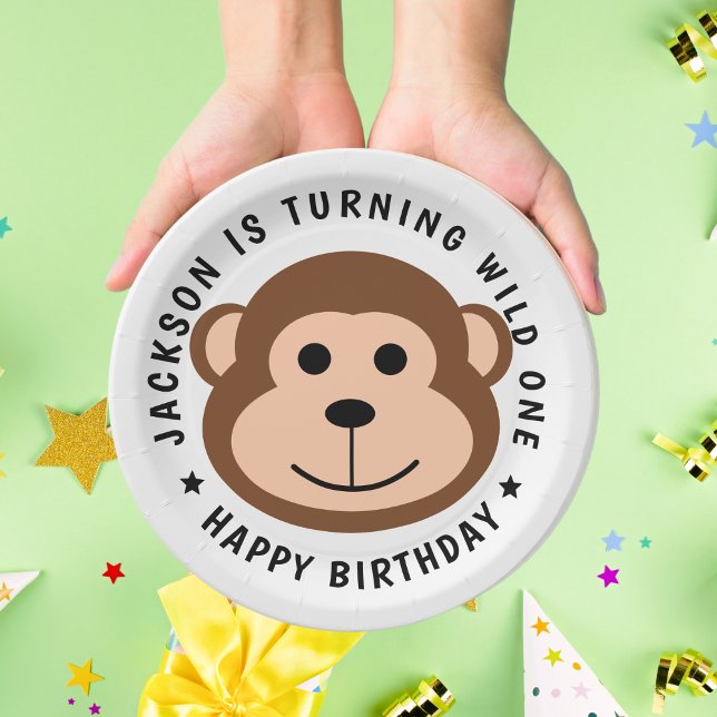 Wild Monkey Jungle Safari Animal Kids Birthday  Paper Plates (Creator Uploaded)