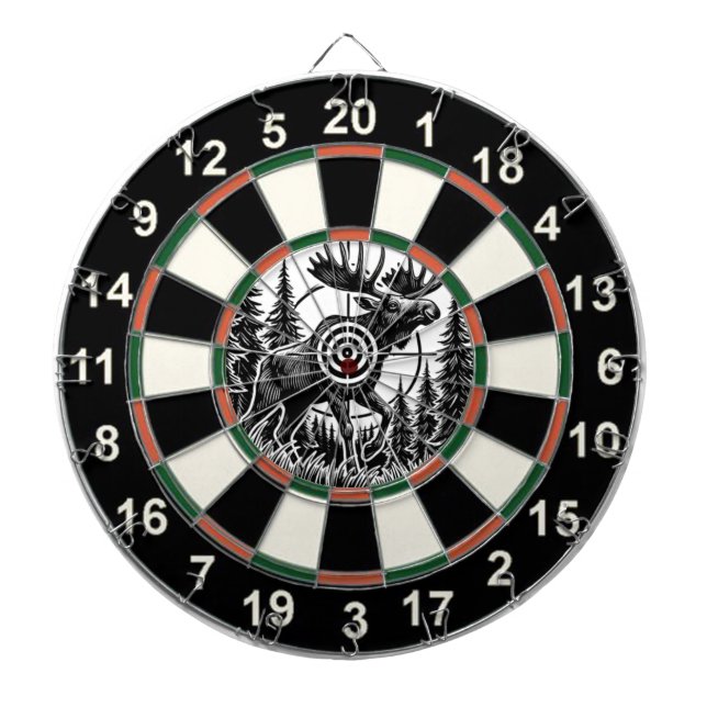 Wild Moose in Forest Target Dart Board (Front)