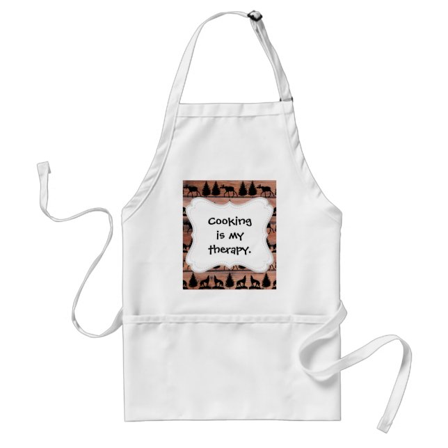 Wild Moose Wolf Wilderness Mountain Cabin Rustic Adult Apron (Front)