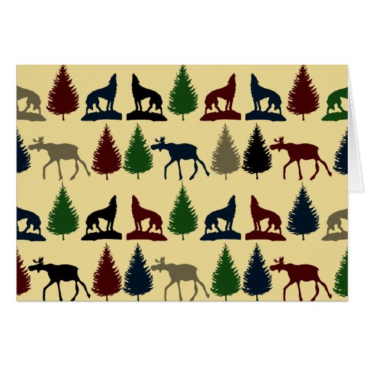 Wild Moose Wolf Wilderness Mountain Cabin Rustic Cards (Front Horizontal)