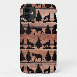 Wild Moose Wolf Wilderness Mountain Cabin Rustic iPhone 11 Case