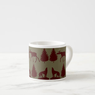 Wild Moose Wolf Wilderness Mountain Cabin Rustic Espresso Cup