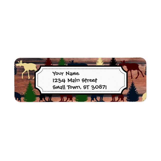 Wild Moose Wolf Wilderness Mountain Cabin Rustic Label (Front)