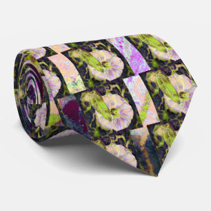 Wild Morning Glory Pink Green Delicate Pattern Neck Tie