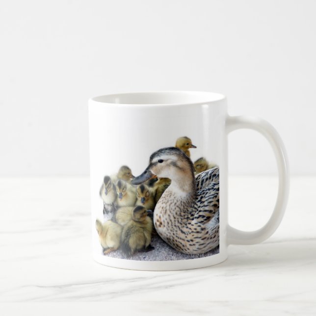Wild Mother Duck and Ducklings Coffee Mug (Right)