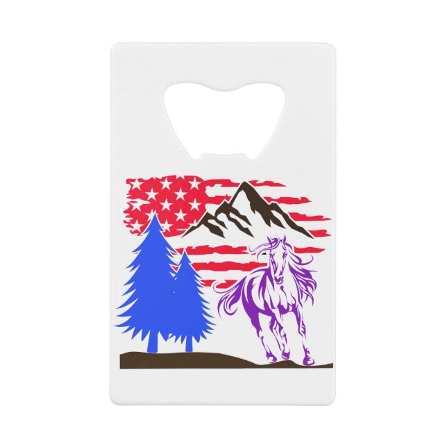Wild Mountain Horse Galloping Credit Card Bottle Opener (Front)