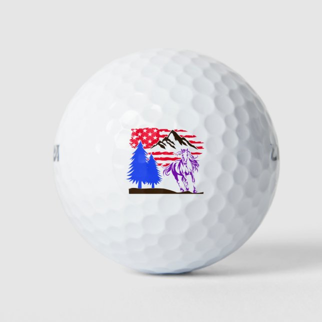 Wild Mountain Horse Galloping Golf Balls (Front)