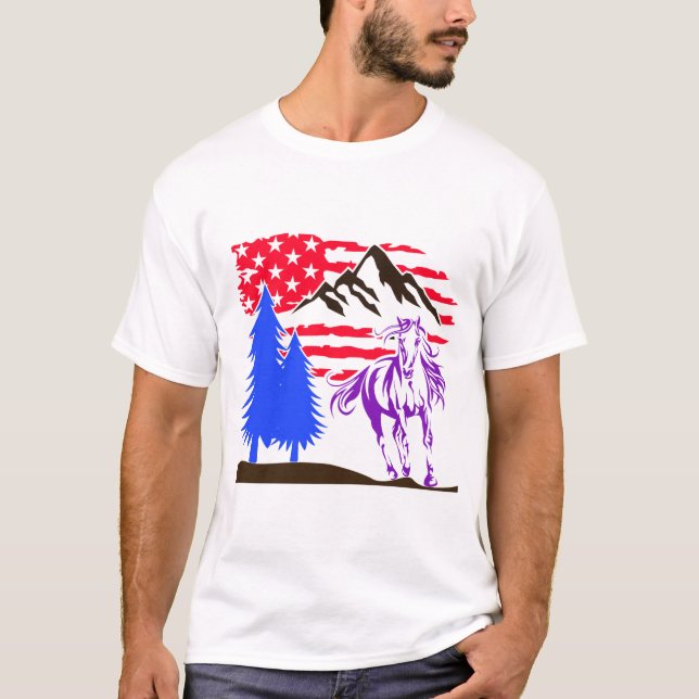 Wild Mountain Horse Galloping T-Shirt (Front)