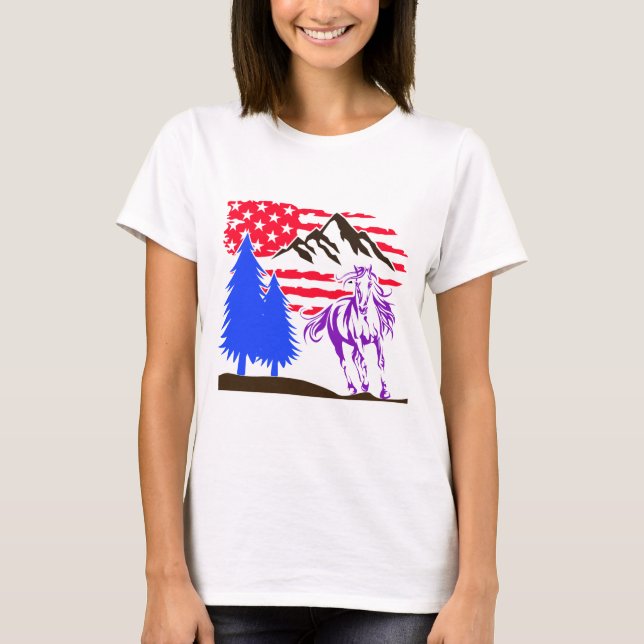 Wild Mountain Horse Galloping T-Shirt (Front)