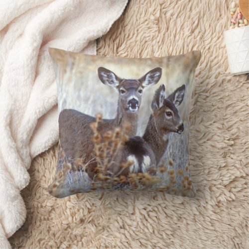 Wild Mule Deer Pair  California Throw Pillow