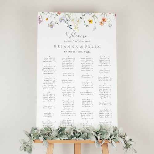 Wild Multicolor Floral Alphabetical Seating Chart