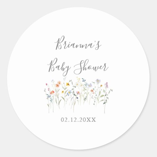 Wild Multicolor Floral Baby Shower Favor Classic Round Sticker