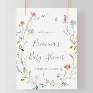 Wild Multicolor Floral Baby Shower Welcome Poster