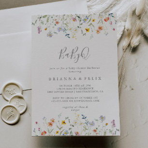 Wild Multicolor Floral BabyQ Baby Shower Barbecue Invitation