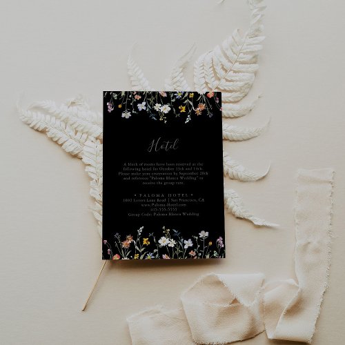 Wild Multicolor Floral Black Hotel  Enclosure Card