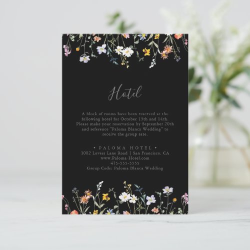 Wild Multicolor Floral Black Hotel  Enclosure Card