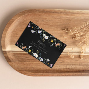 Wild Multicolor Floral Black Wedding Gift Registry Enclosure Card