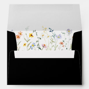 Wild Multicolor Floral Black Wedding Invitation Envelope