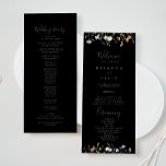 Wild Multicolor Floral Black Wedding Program<br><div class="desc">This wild multicolor floral black wedding program is perfect for a rustic wedding. The design features watercolor pink,  blush,  purple,  navy and white elegant flowers with emerald green leaves in a dark background.</div>