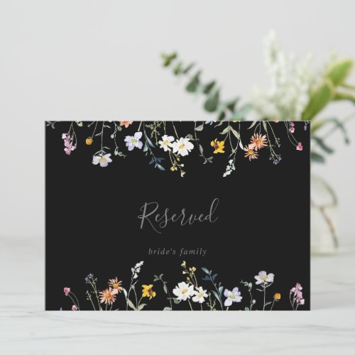 Wild Multicolor Floral Black Wedding Reserved Sign