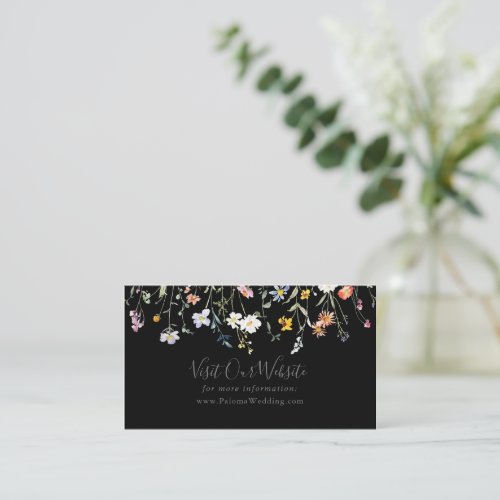 Wild Multicolor Floral Black Wedding Website Enclosure Card
