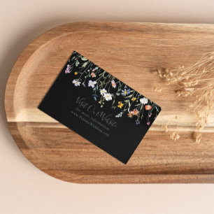 Wild Multicolor Floral Black Wedding Website Enclosure Card