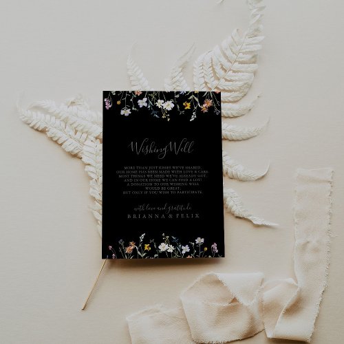 Wild Multicolor Floral Black Wedding Wishing Well Enclosure Card