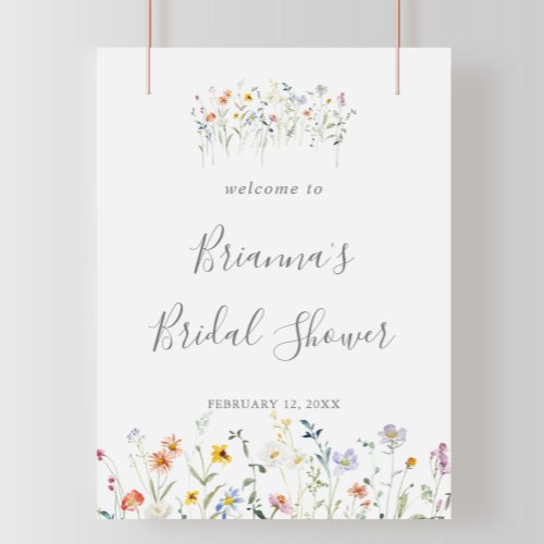 Wild Multicolor Floral Bridal Shower Welcome Poster