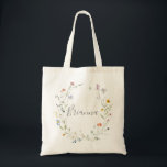 Wild Multicolor Floral Bridesmaid Tote Bag<br><div class="desc">This wild multicolor floral bridesmaid tote bag is the perfect wedding gift to present your bridesmaids and maid of honor for a modern wedding. The design features watercolor pink,  blush,  purple,  navy and white elegant flowers with emerald green leaves.</div>