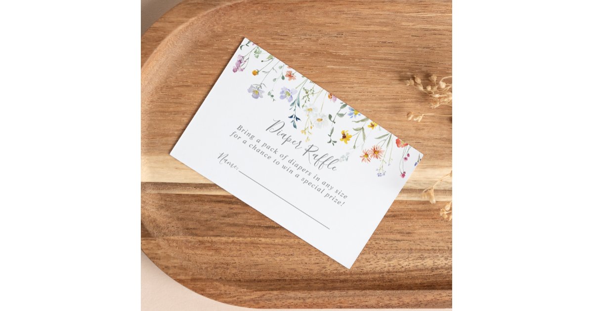 Multicolor Raffle Tickets Wild Multicolor Floral Diaper Raffle Ticket Enclosure Card | Zazzle