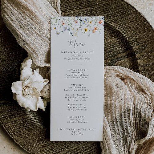 Wild Multicolor Floral Dinner Menu