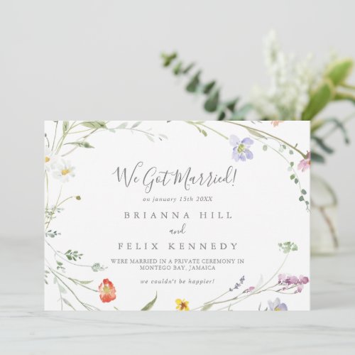 Wild Multicolor Floral Elopement Announcement