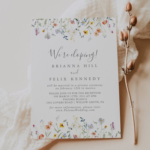 Wild Multicolor Floral Elopement Reception Invitation