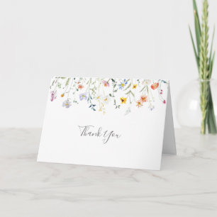 Wild Multicolor Floral Folded Wedding Letterpress Thank You Card