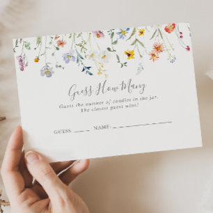 Wild Multicolor Floral Guess How Many Game Card
