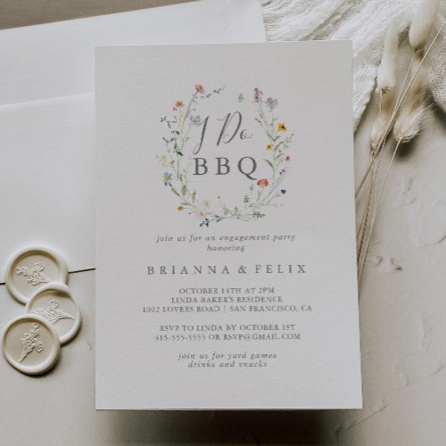 Wild Multicolor Floral I Do BBQ Engagement Party Invitation