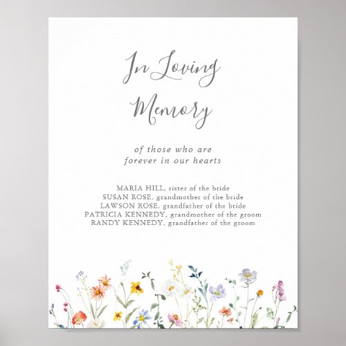 Wild Multicolor Floral In Loving Memory Sign