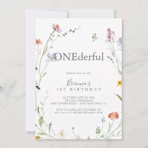 Wild Multicolor Floral Onderful Birthday Party Invitation