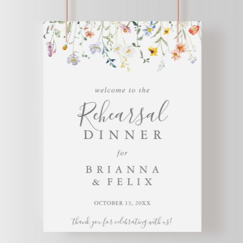Wild Multicolor Floral Rehearsal Dinner Welcome Poster