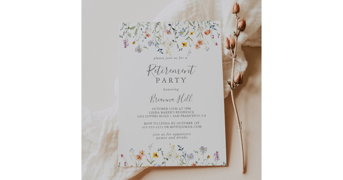 Wild Multicolor Floral Retirement Party Invitation | Zazzle