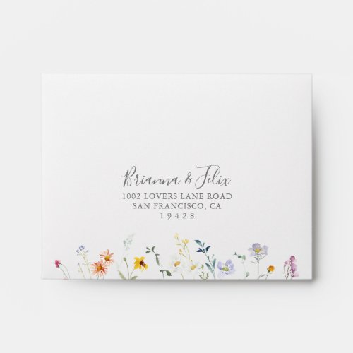 Wild Multicolor Floral Self_Addressed RSVP Envelope